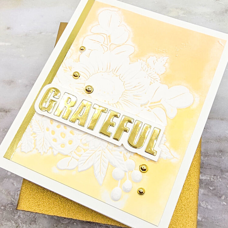 Grateful floral embossed card