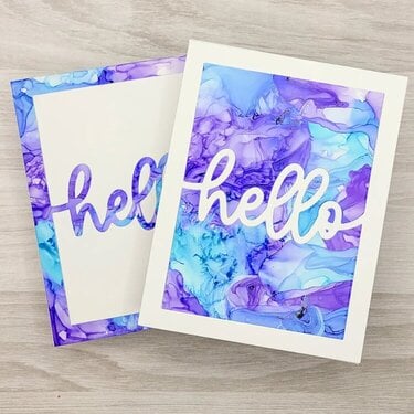 Hello alcohol ink 2 for 1 cards