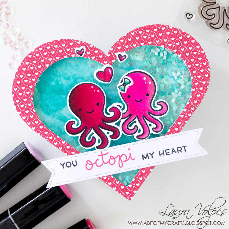 Heart Shaped Valentine Shaker Card feat Lawn Fawn Octopi my Heart