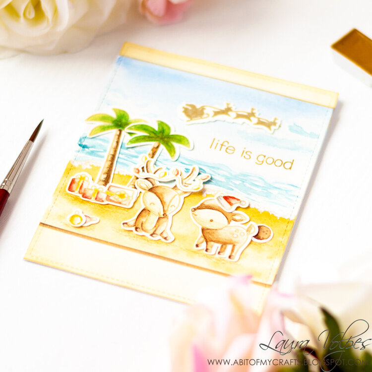 Watercolor Christmas at the Beach Scene feat Lawn Fawn