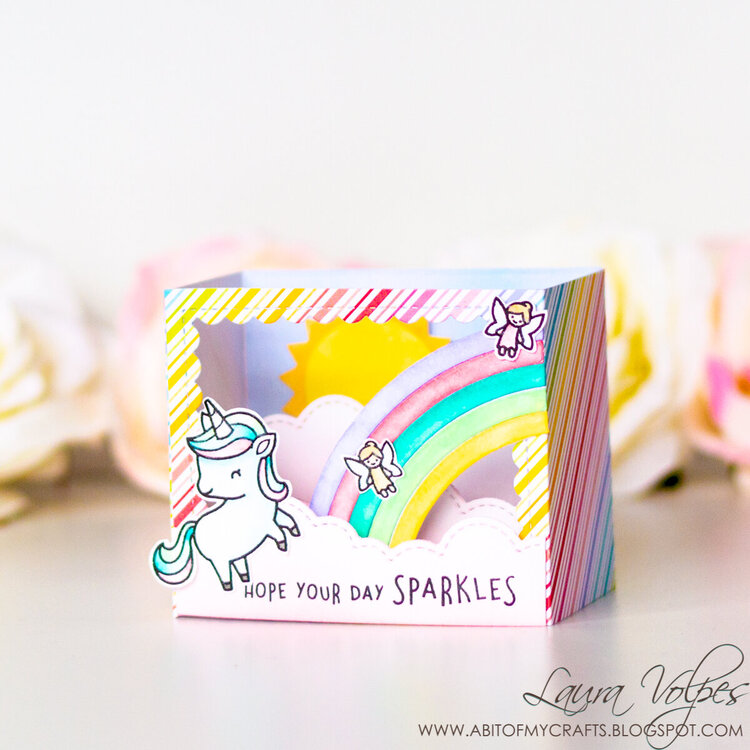 Rainbow Shadow Box Card with Lawn Fawn