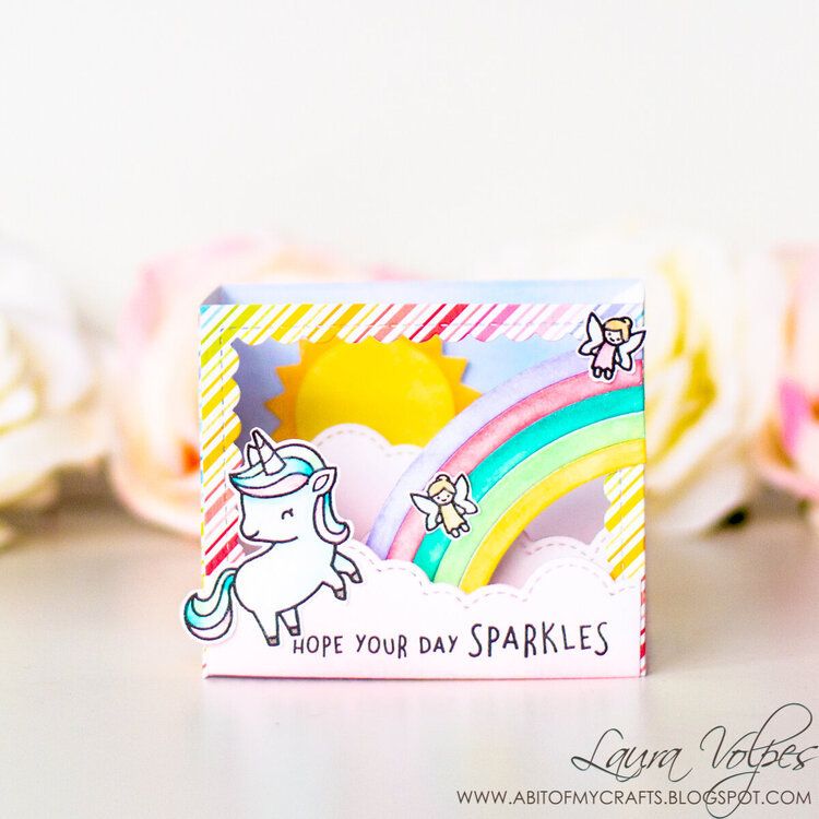 Rainbow Shadow Box Card with Lawn Fawn