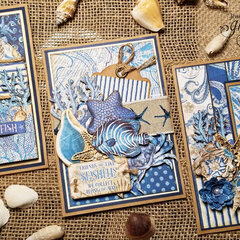 Graphic 45 Ocean Blue Card trio
