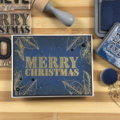 Navy & Gold Embossed Christmas card