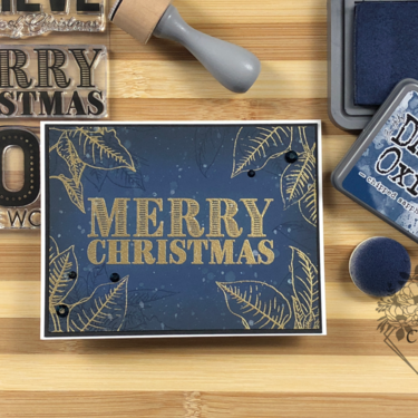 Navy &amp; Gold Embossed Christmas card