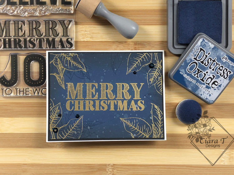 Navy &amp; Gold Embossed Christmas card