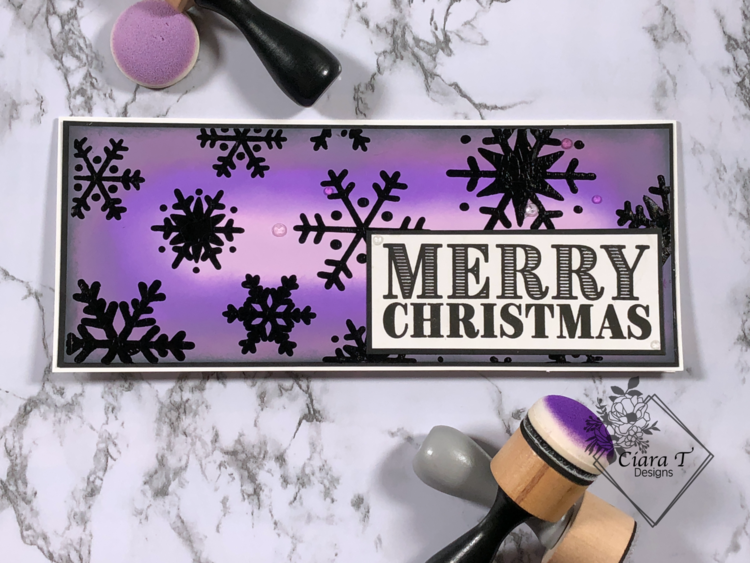 Purple and Black Snowflake Christmas Slimline Card