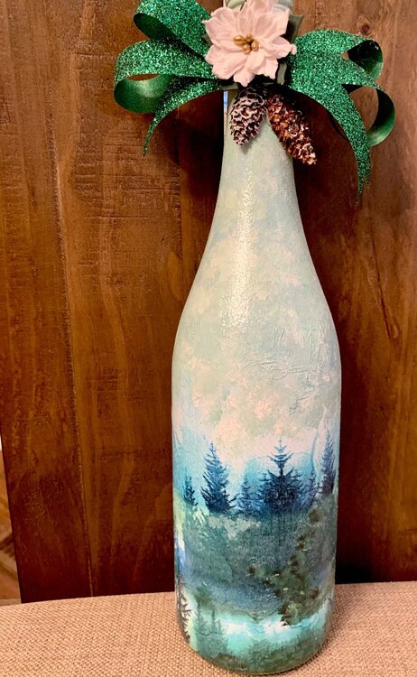 Bottle with Christmas trees