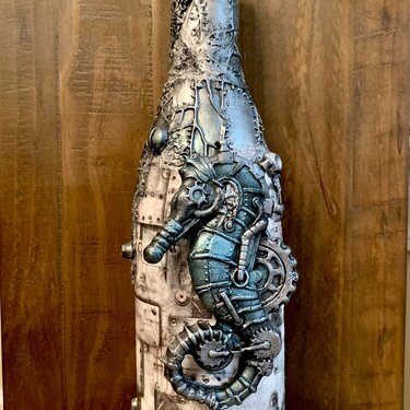 Altered bottle with seahorse