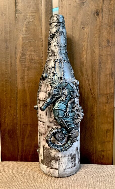 Altered bottle with seahorse