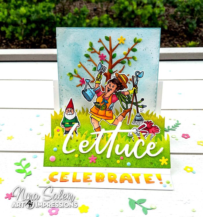 Triple EASEL Card - Lettuce Celebrate