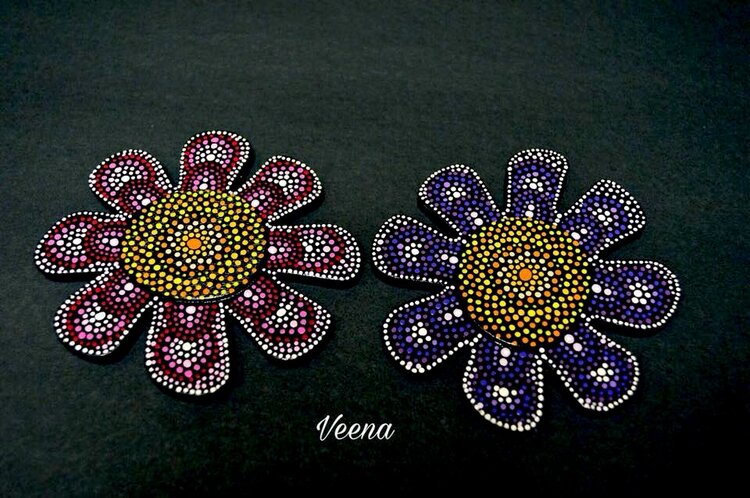 Dot Painting Flower Magnets