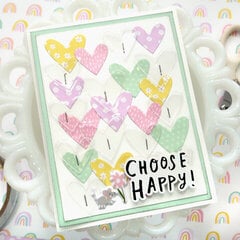 'Choose Happy' Die Cut Hearts Card