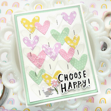 &#039;Choose Happy&#039; Die Cut Hearts Card