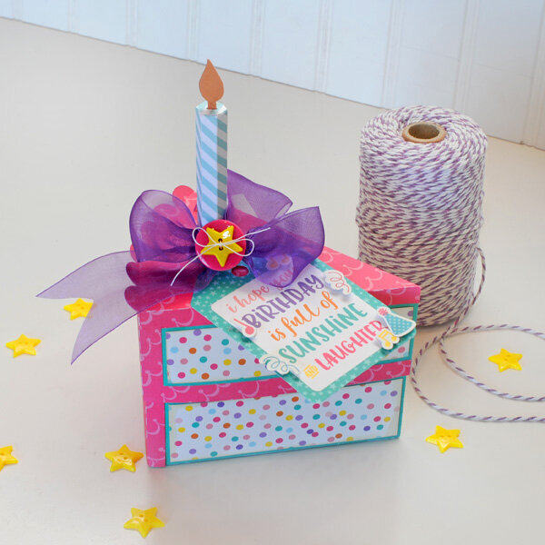 Happy Birthday Girl 3D Cake Box and Coordinating Card