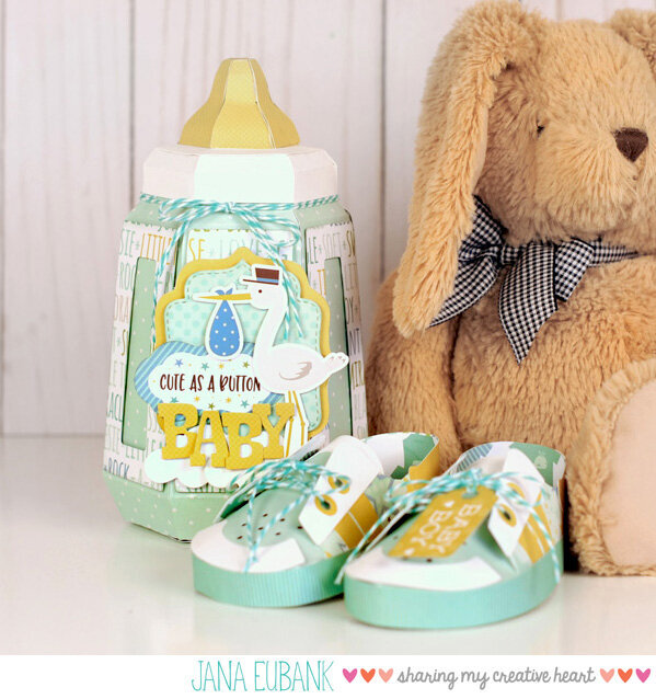 3D Baby Bottle Box and Baby Shoes