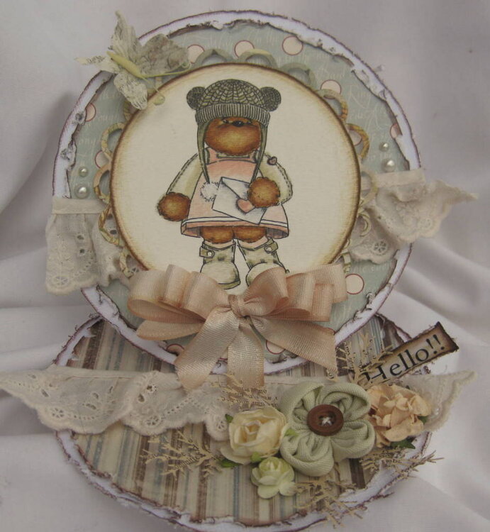Round Easel Card with Teddy Bo image!