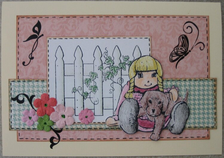 Girl with puppy card