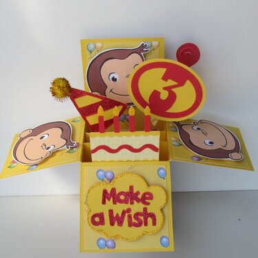 Make a Wish Curious George Pop Up Box Card