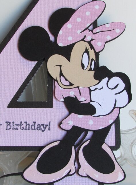 Minnie Mouse 4th Birthday Shape card (Minnie up close)