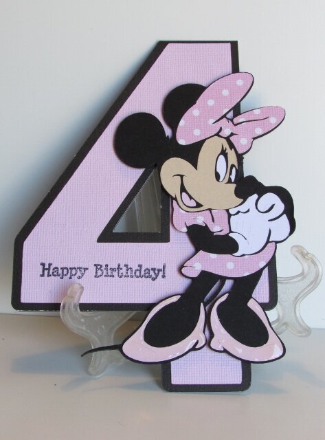 Minnie Mouse 4th Birthday Shape card