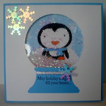 Penguin Snow Globe Shaker card