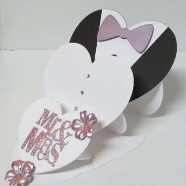 Mr. & Mrs. Triple Heart Shape Easel card (open)