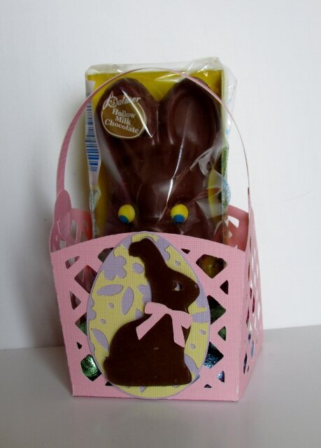 Mini Chocolate Bunny Baskets (single up close view)