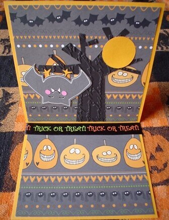 Bat Hanging from a Tree Halloween Easel card