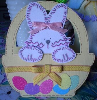 Easter Bunny in a Basket shape card
