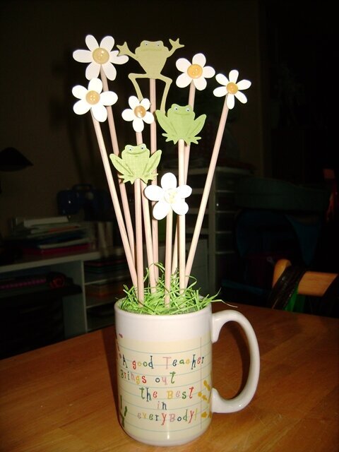 Flowers and Frogs in a Mug