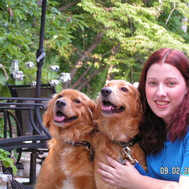 Courtney with Miles and Toby (my Grand-doggies!)
