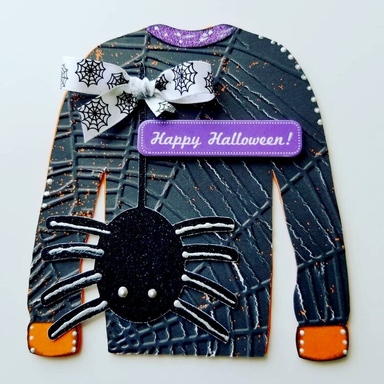 Happy Halloween Ugly Sweater shaped card