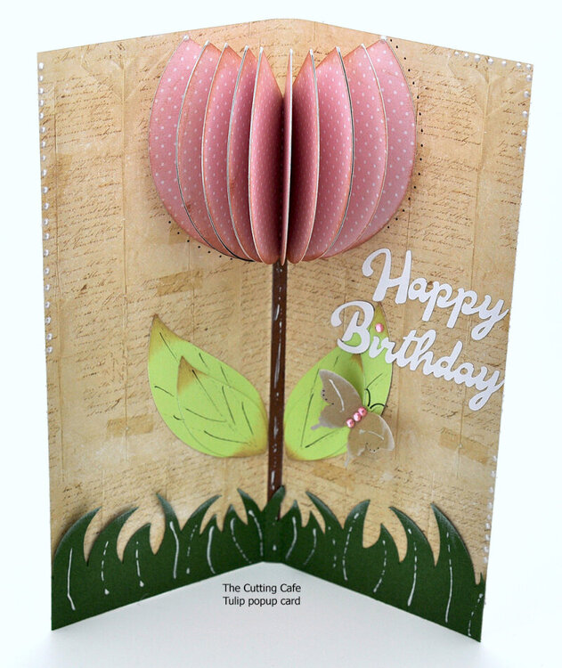 happy birthday tulip popup card