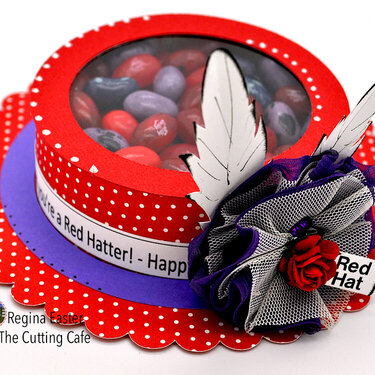 red hat society treat cup card