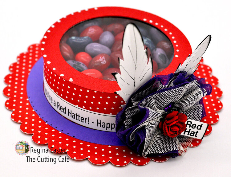 red hat society treat cup card