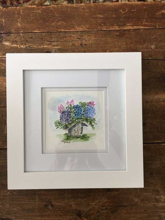 Framed AI watercolor.