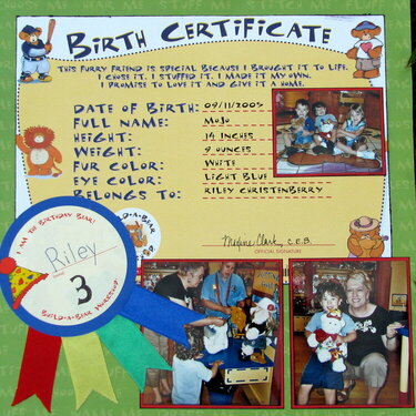 Happy Bearthday Certificate Page
