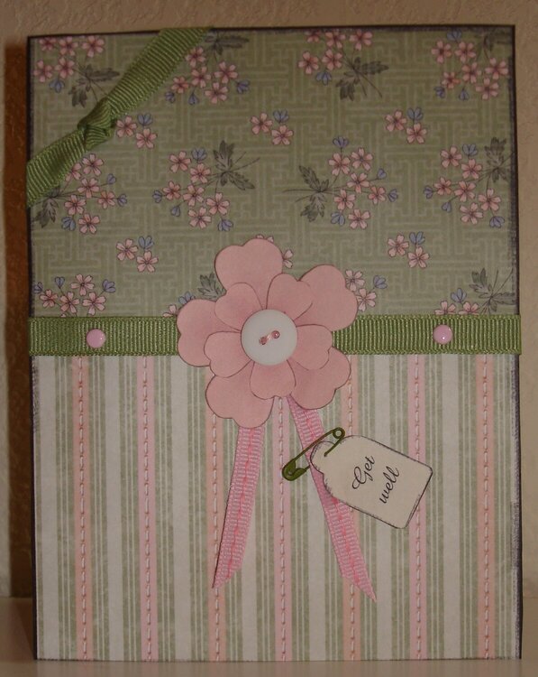 Pink and Green Get Well Card