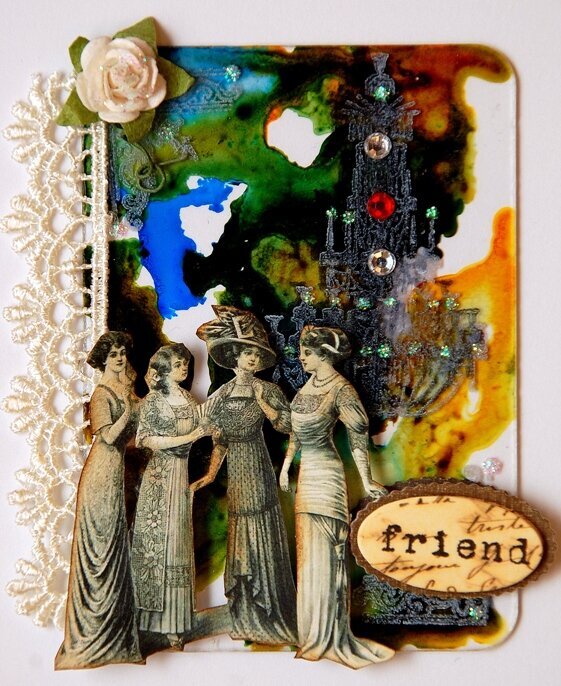 Friend ATC &quot;Artsy Background with Alcohol Ink&quot;