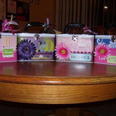 Four Altered lunch pails