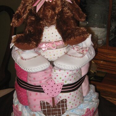 Pink and Brown Diaper Cake