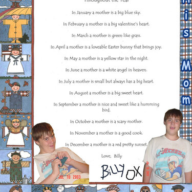 BIL wrotes poem for mom