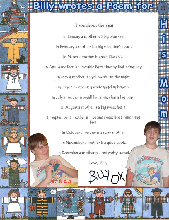 BIL wrotes poem for mom