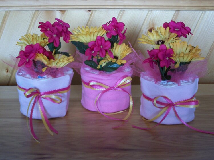 flower pot mini diaper cakes