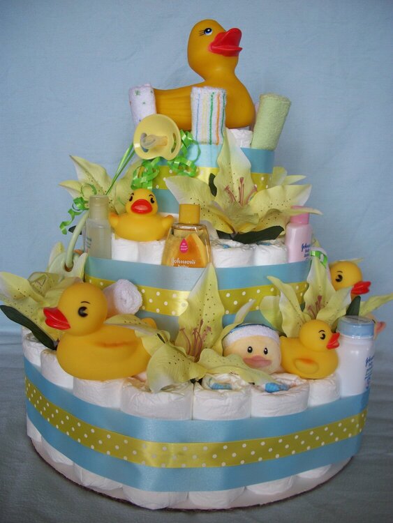 Rubber ducky diaper cake