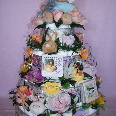 Fancy bunny diaper cake