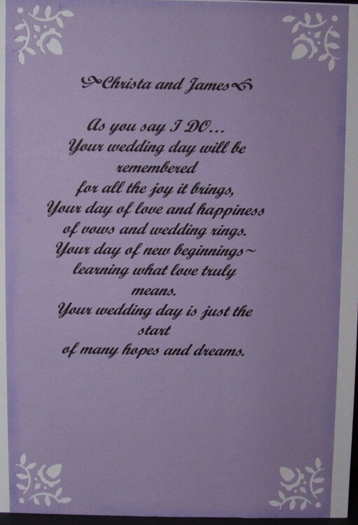 Inside verse of wedding card