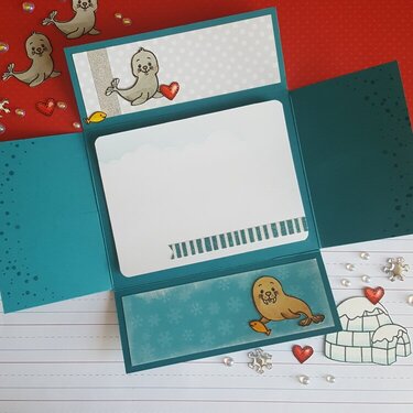 Sunny studio stamps polar playmates card INSIDE funfold box fold