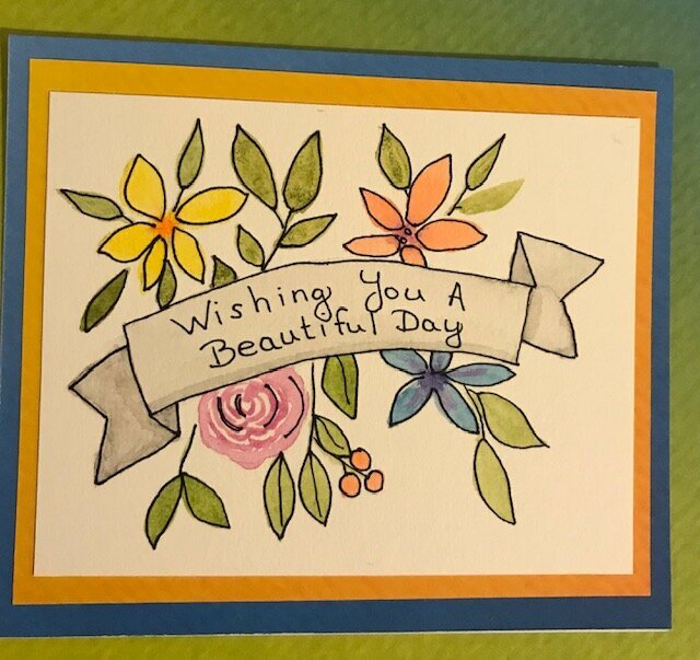 day 5 Simply Watercolor online card class - flowers
